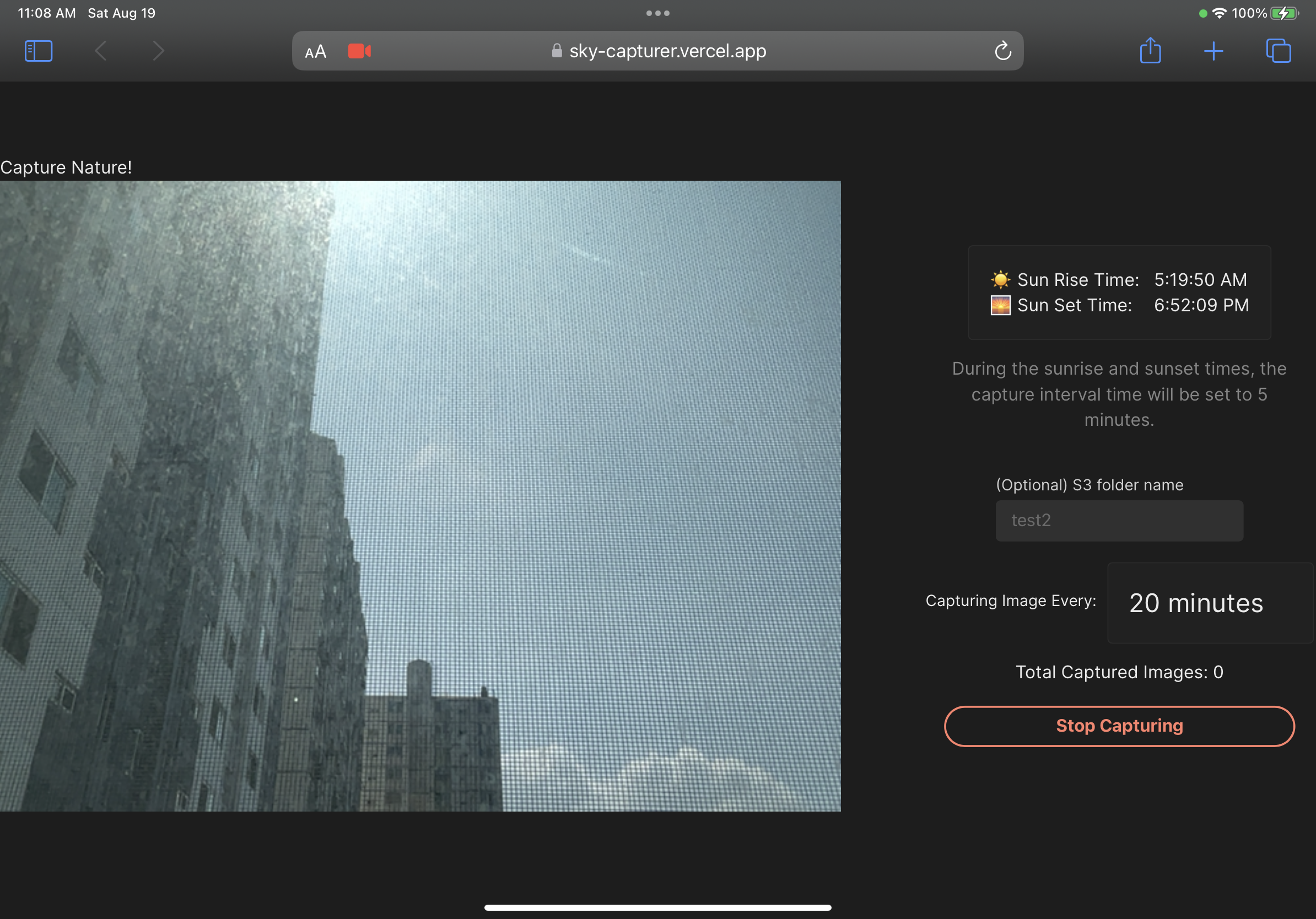 Sky Capturer Web App